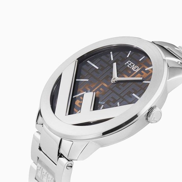 Fendi 41 Mm Round Watch With F Is Fendi Logo Brown - Picture 2 of 2